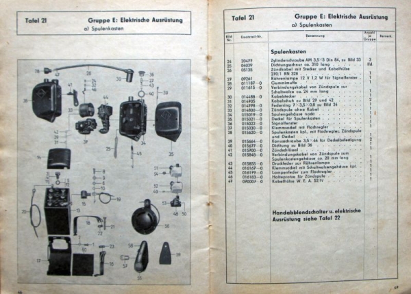 IFA Motorbike Type RT 125 Sparepart-List 1954 (8976)